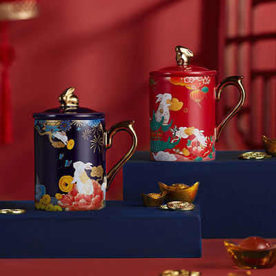 quality Custom 3d Keramische mok 3d Blauwe mok met gouden handgreep Home Tea Holiday Gift factory